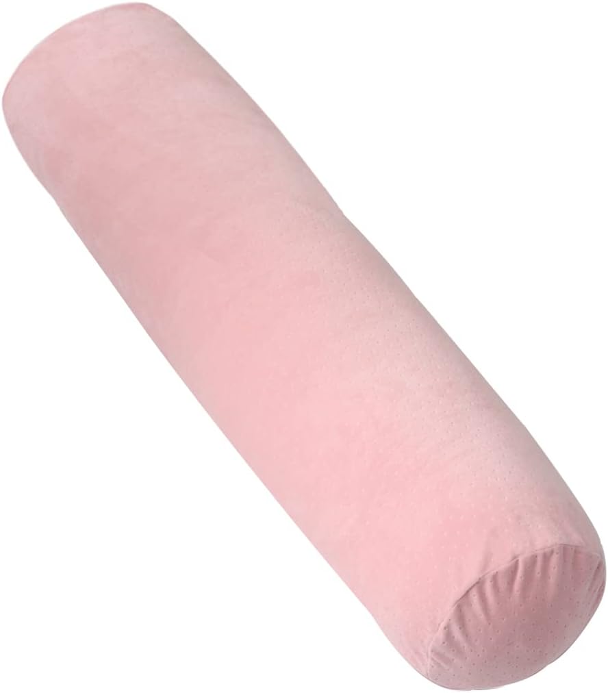 1 MIDDLE ONE Body Pillow, Bolster Pillow with Removable Velour Cover, Long Round Roll Cylinder Pillow for Bed, 35" x 7.87", Pink