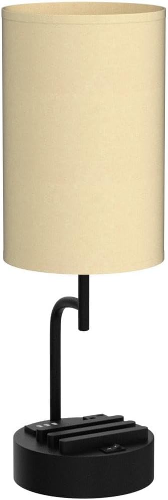 Dreamholder Table Lamp with 3 USB Charging Ports, Modern Desk Lamp with AC Outlet and Phone Stands, Perfect Bedside Lamp for Bedroom…