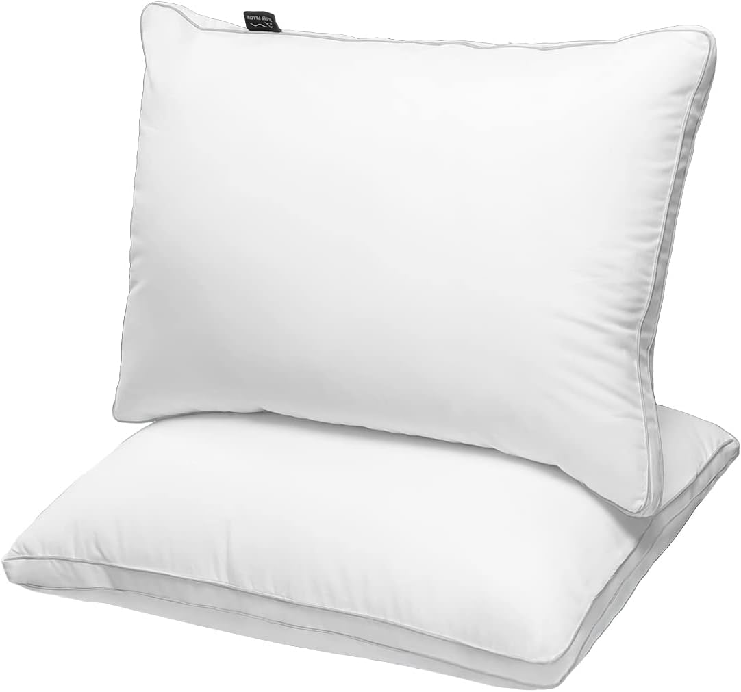 Jicuse Bed Pillows Standard Size Set of 2, Hotel Quality Standard Pillows 2 Pack for Sleeping with Soft Down Alternative Filling, Gusseted…