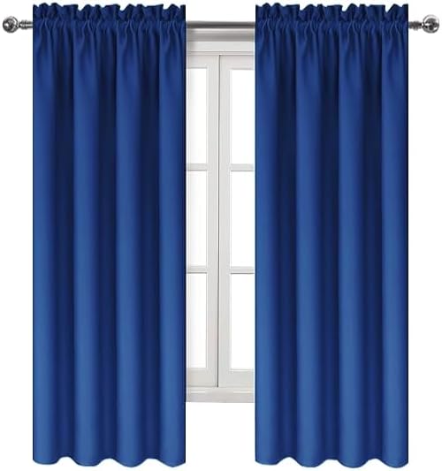 Dwcn Blackout Curtains Room Darkening Thermal Insulated Bedroom Curtains Window Curtain Panels, 38 x 63 inches Long, Set of 2 Classic Blue…