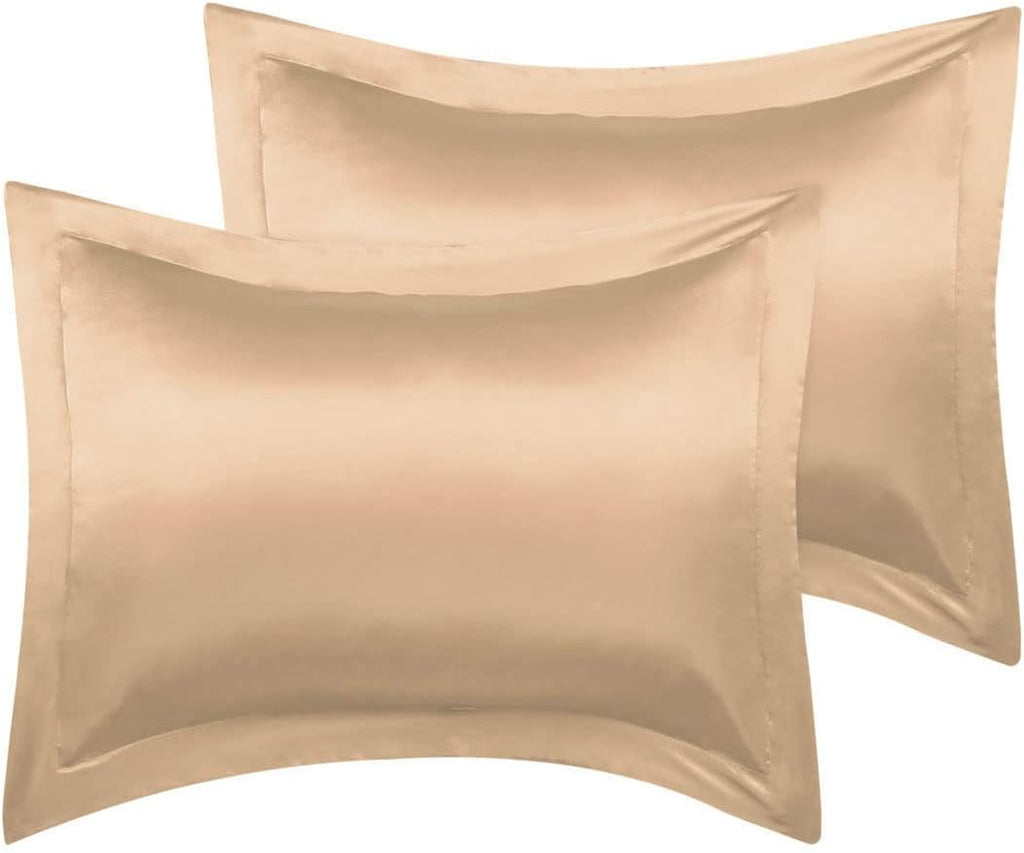 PiccoCasa 2 Pack Satin Pillowcase for Hair and Skin, Euro Sham Pillow Covers Soft Silky Oxford Pillow Cases with Envelope Closure Standard(…