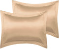 PiccoCasa 2 Pack Satin Pillowcase for Hair and Skin, Euro Sham Pillow Covers Soft Silky Oxford Pillow Cases with Envelope Closure Standard(…