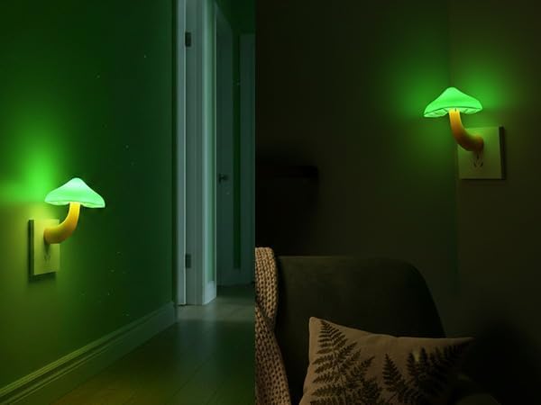 APAKI LED Mushroom Night Light Plug in Lamp,2 Pack Color Changing Light Sensor Night Lights Plug into Wall, Decor Night Light for Ki…