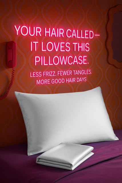 BLISSFORD Luxury Satin Pillowcase for Hair – Queen Satin Pillowcase with Zipper, White (1 per Pack)