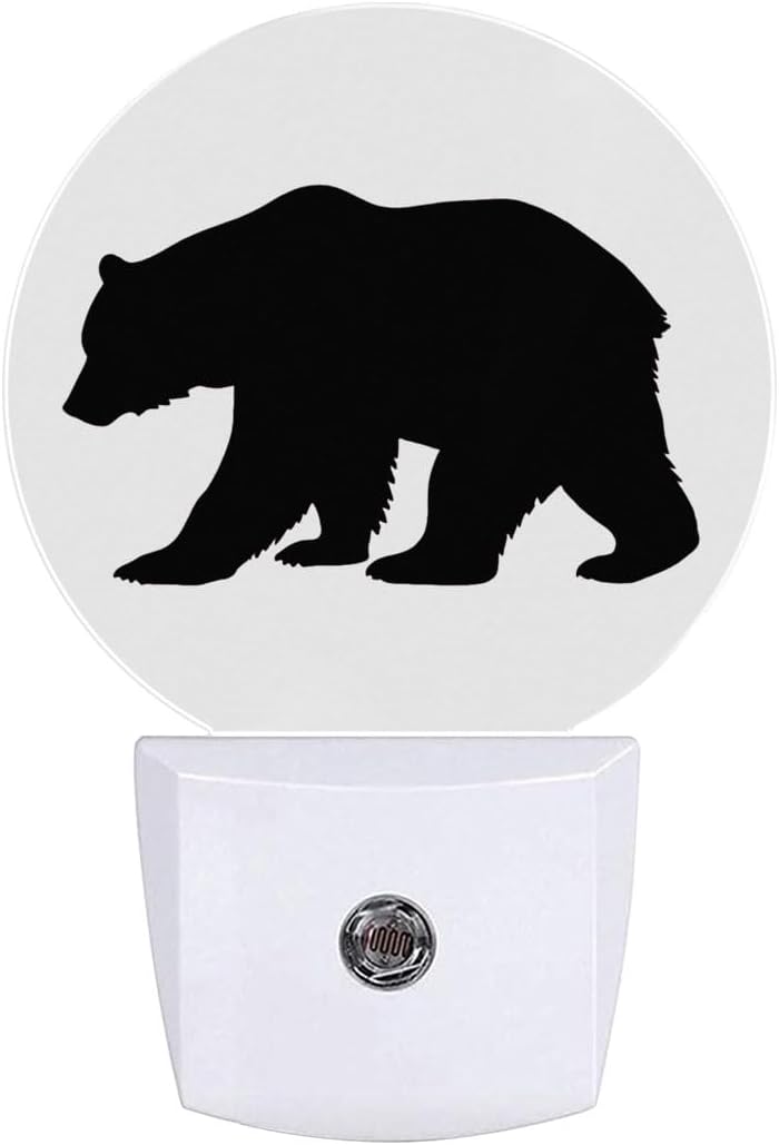 Black Bear Night Light Plug Into Wall Auto Led Sleep Round Lamp for Living Room Hallway Stairs