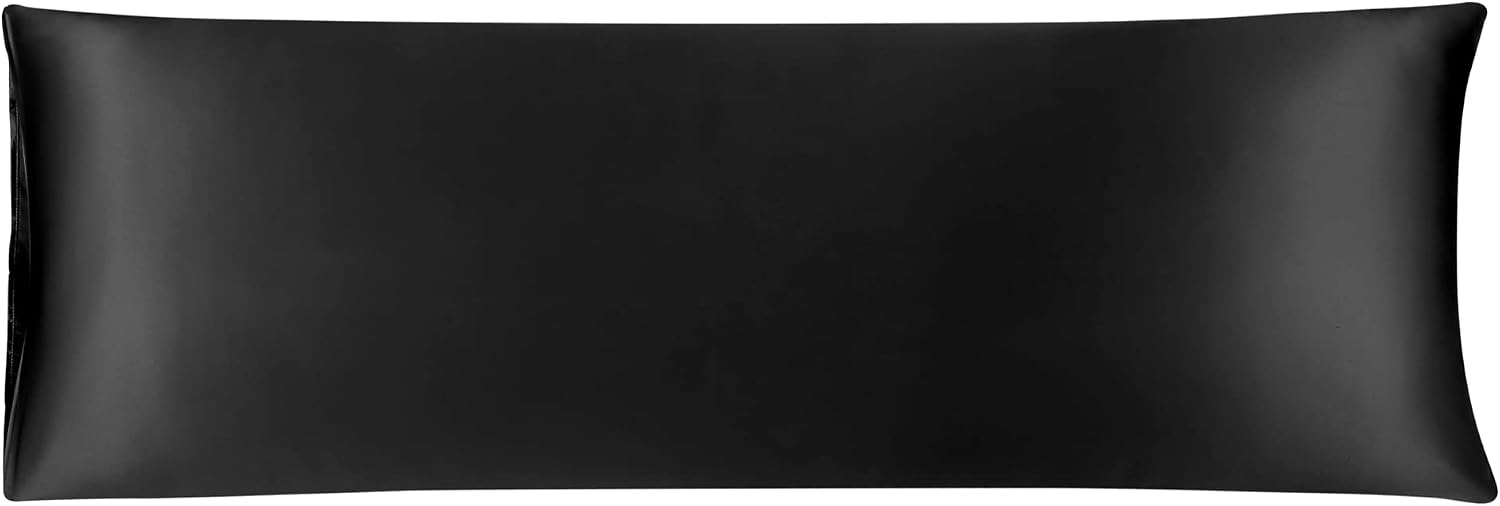 uxcell Body Pillow Cover 20x60 Inch Black Silky Satin Body Pillowcases for Hair and Skin Luxury Cooling Soft Smooth Washable