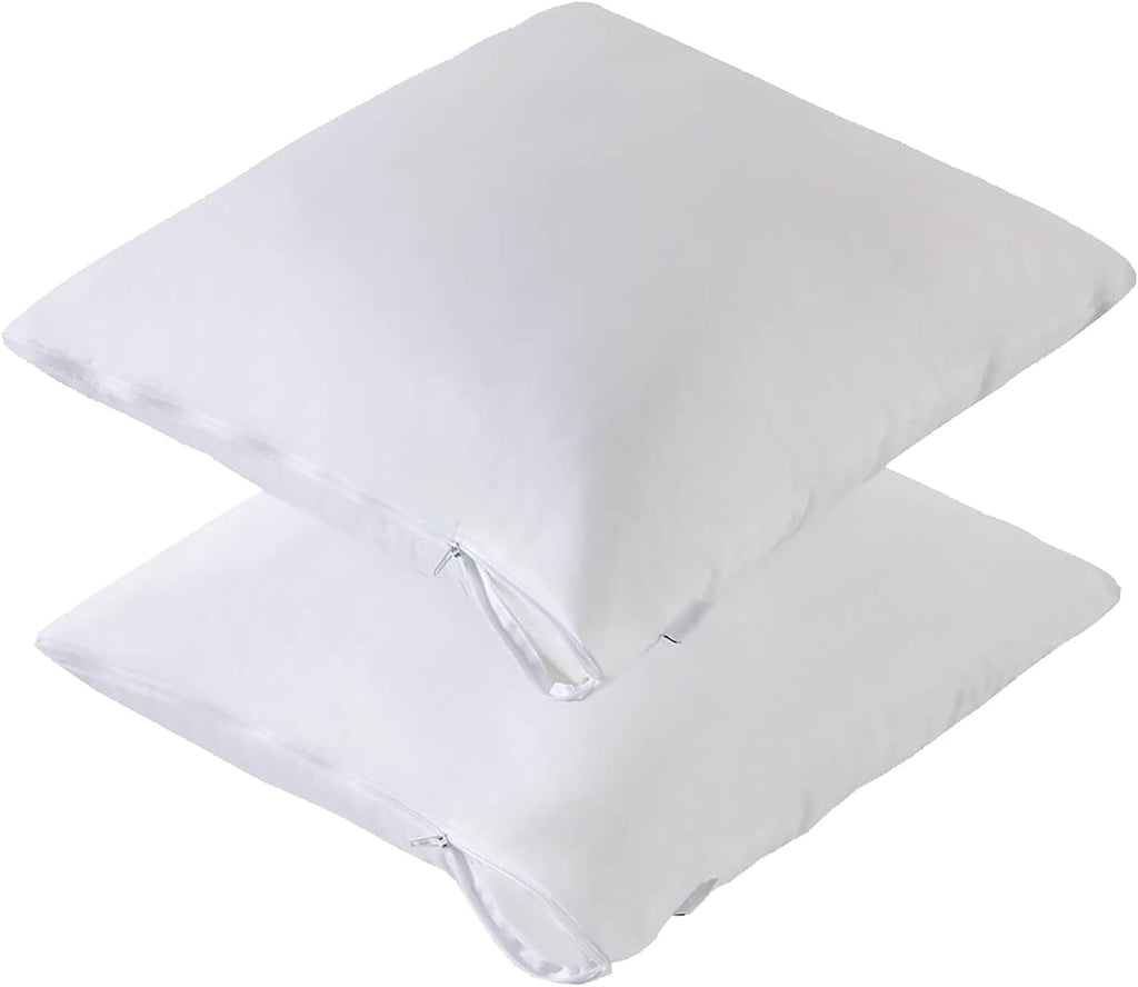 Kingnex Waterproof Feather Proof Pillow Protectors 20x20 with Zipper Pack of 2 Soft Bamboo Viscose Jersey Square Pillow Covers for Throw Pi…