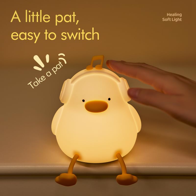 Atsuinightlight ATSUI Night Light for Kids, Squishy Duck Design, 3 Level Dimmable, Silicone Construction 0 Count 4.09 Inches White