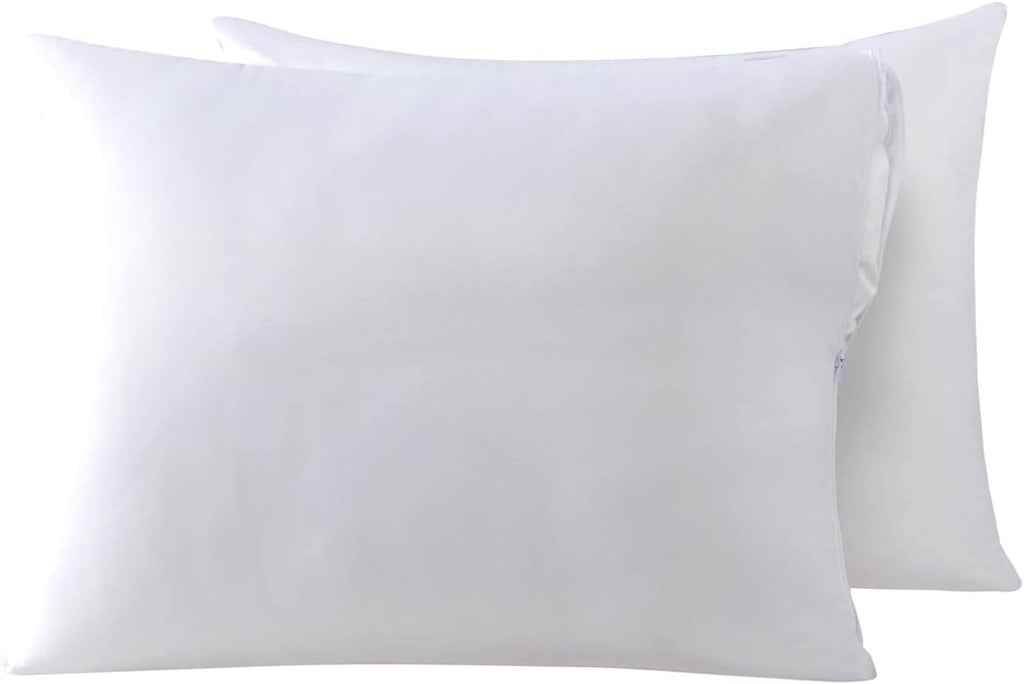 Kingnex Cooling Bamboo Viscose Feather Proof Pillow Protectors with Zipper Queen Size Waterproof Down Proof Covers for Bed Pillows 2 Pack 2…