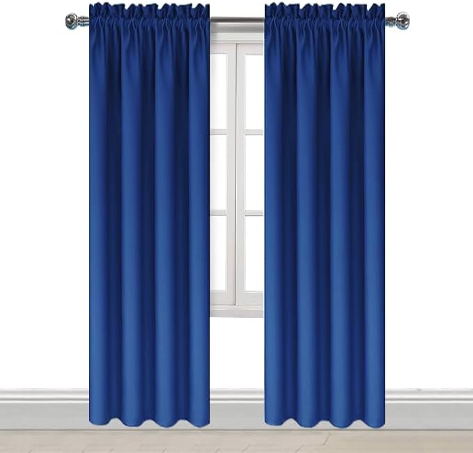 Dwcn Blackout Curtains Room Darkening Thermal Insulated Bedroom Curtains Window Curtain Panels, 52 x 84 inches Long, Set of 2 Classic Blue…