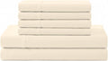 Linenhome Linen Home 6 Piece Queen Size Cotton Sheet Set, 100% Cotton Percale, 4 Pillowcases, Deep Pocket with All Around Elastic Sheet, Cr…