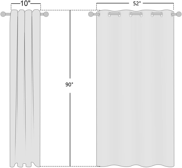 NICETOWN 100% Absolutely Blackout Linen Curtains with Thermal Insulated White Liner, White, 52 inches Wide, 90 inches Length Energy…