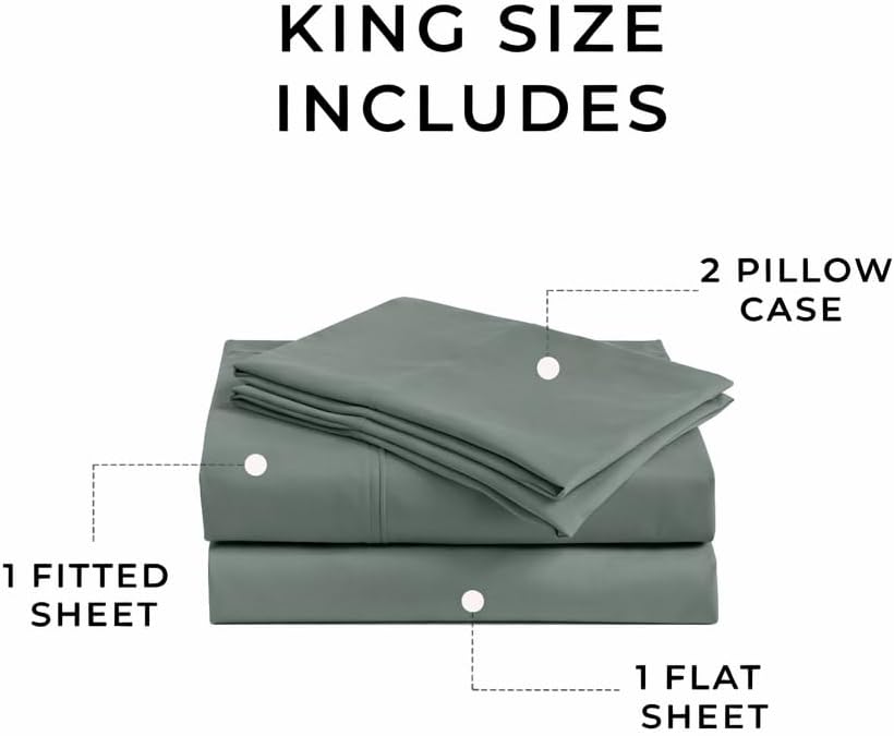 Perupima Peru Pima 415 Thread Count Percal King Sheet Set - 100% Peruvian Pima Cotton, 4 Piece (Flat, Fitted, 2 Pillowcases) - Cooling, Cri…