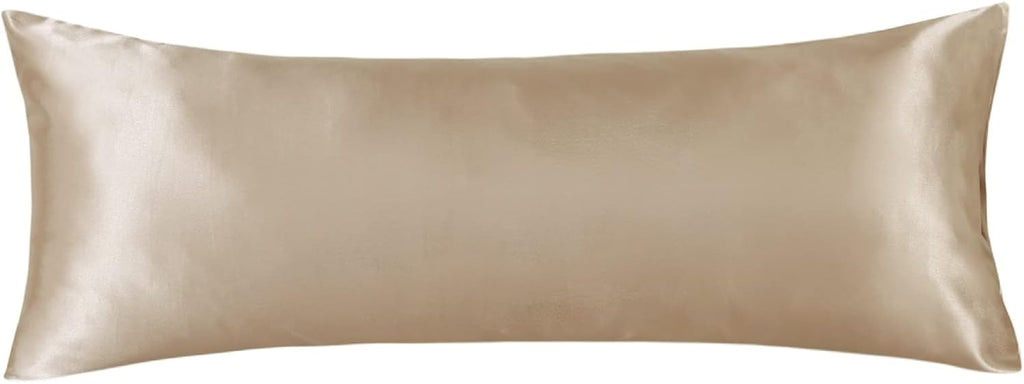 Lcbd Satin Body Pillow Case for Hair and Skin, Taupe Silk Satin Body Pillowcase Cover, 20x54 Body Cooling Pillow Cover with Envelope Closur…