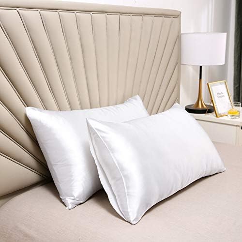 Lcbd Standard Size Satin Pillowcase for Hair and Skin, Ivory Silk Satin Pillowcases Set of 2, Satin Cooling Pillow Covers with Envelope Clo…