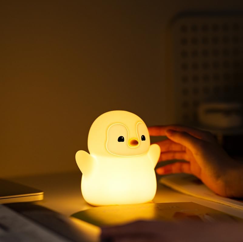 Atsuinightlight ATSUI Happy Penguin Night Light, LED Squishy Novelty Animal Lamp, Food Grade Silicone, 2 Level Dimmable, Nursery Nightlight…