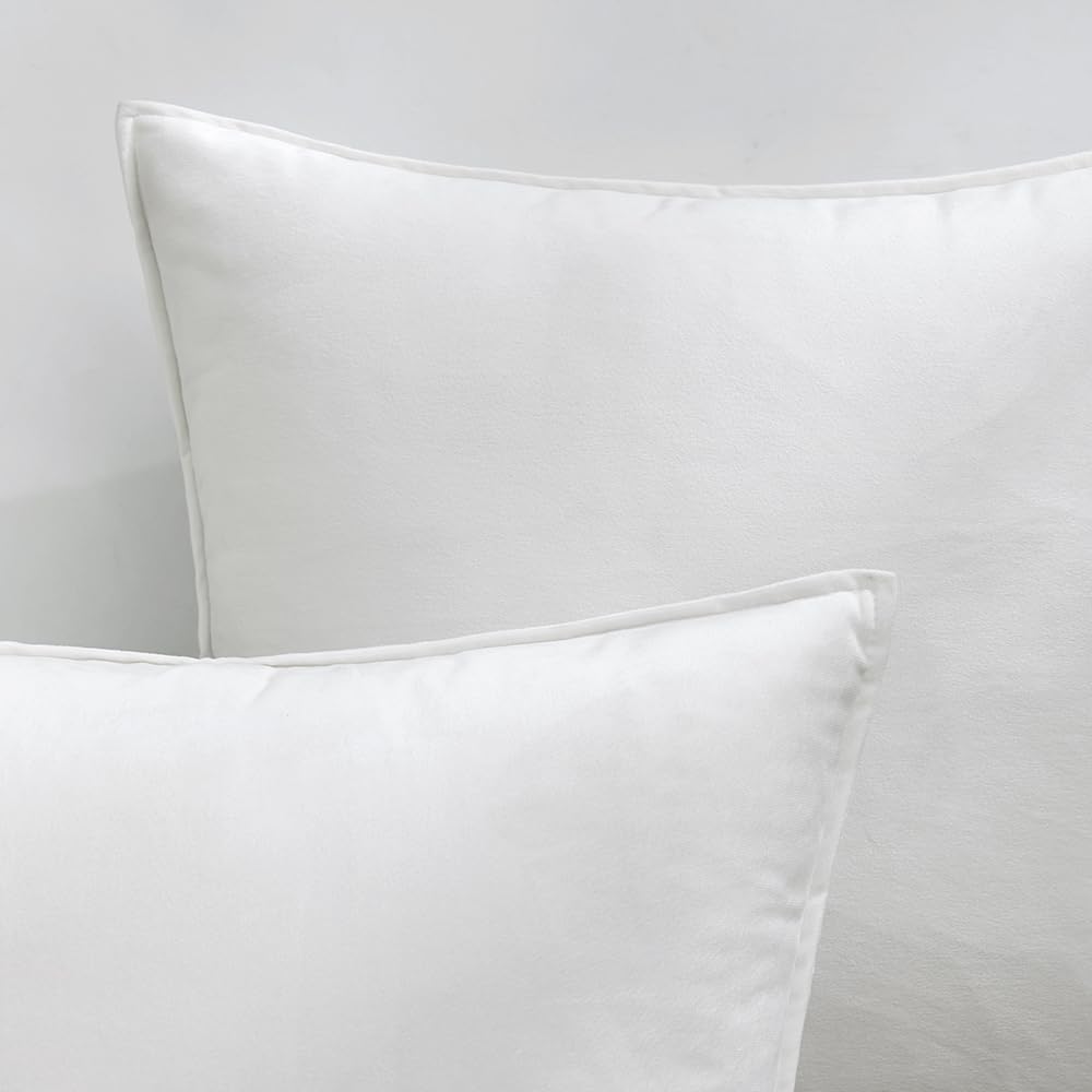 Miulee Pure White Velvet Throw Pillow Covers 24x24 Soft Decorative Solid Square Euro Sham Cushion Cases Pack of 2 Modern Luxury Home Decor…