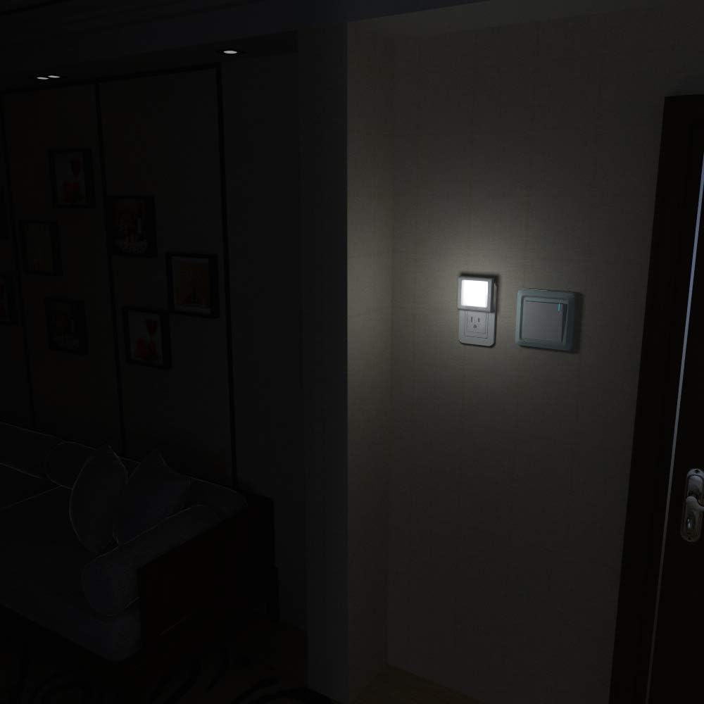MAZ-TEK Plug in Led Night Light with Auto Dusk to Dawn Sensor, Adjustable Brightness Cool White Lights for Hallway, Kids Room, Kitchen, 2 Pack