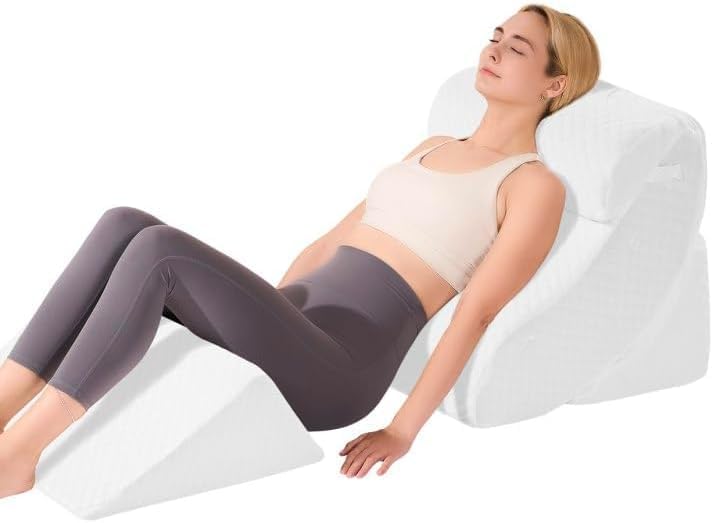 Oaisz 4 PCS Wedge Pillow Set for After Surgery, Memory Foam Orthopedic Bed Wedge Pillow Set, Adjustable Bed for Sleeping, Acid Reflux Relie…