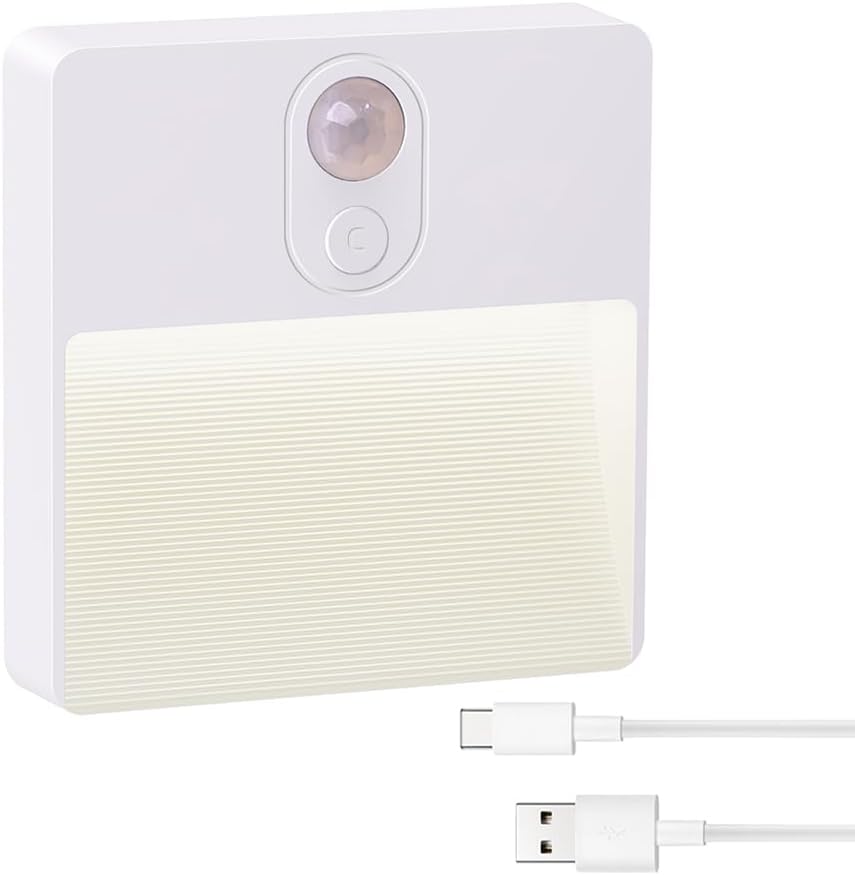 ASAWASA LED Motion Sensor Night Light, 7 Colors Rechargeable Magnetic Decor Wall Lights, Dimmable, Suitable for Bathroom hallways…