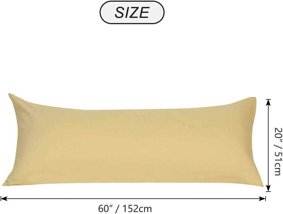 uxcell Soft Microfiber Body Pillow Cover with Zipper Closure, Long Pillow Cases for Body Pillows Weave for 90 GSM Polyester, Gold Body (20"…