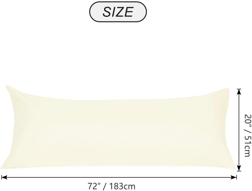 uxcell Soft Microfiber Body Pillow Cover with Zipper Closure, Long Pillow Cases for Body Pillows Weave for 90 GSM Polyester, Cream Body (20…