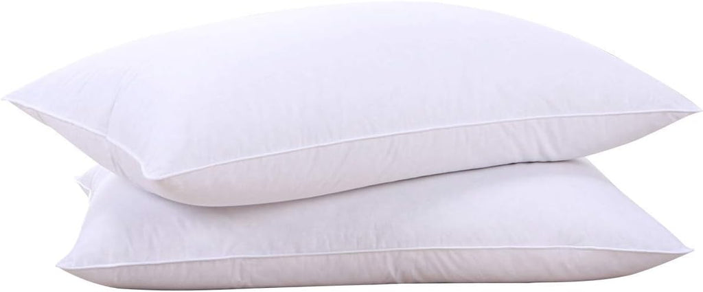 puredown® Goose Feathers and Down White Pillows with 100% Soft Cotton Cover, Bed Sleeping Hotel Collection Pillows Set of 2 Queen Size