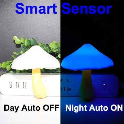 AUSAYE 2Pack Sensor LED Night Light Plug in Lamp Mushroom Nightlight Cute Night Lights for Adults Kids Bedroom…