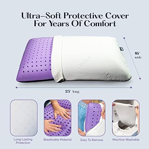 Sutera Cooling Lavender Zen Memory Foam Pillow for Sleeping - Essential Lavender Oil Infused, Cooling Pillow with Neck, Shoulder and Back S…