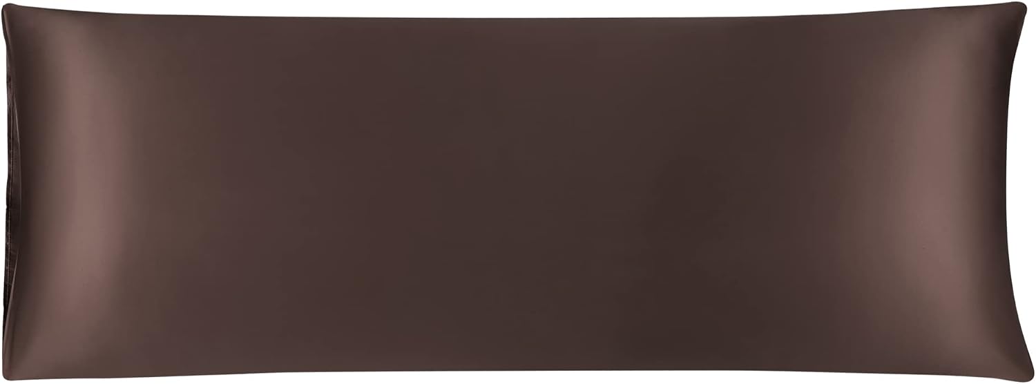 uxcell Body Pillow Cover, 20x54 Inch Brown Silky Satin Body Pillowcases for Hair and Skin, Soft Cooling Smooth Pillow Case with Envelope…