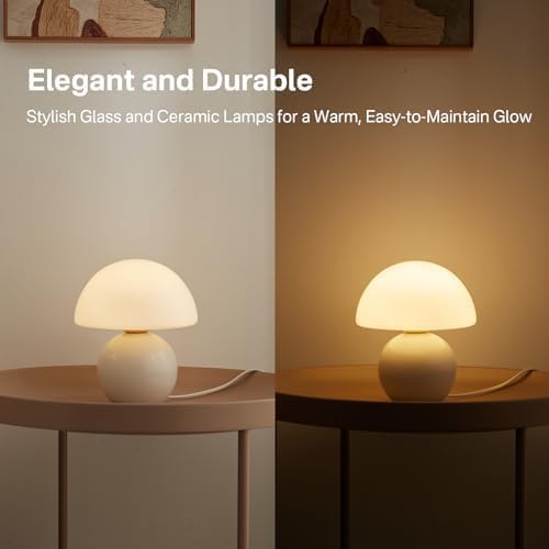 Dawnwake Mushroom Lamp Table Lamp for Bedroom, Desk Bedside Small Lamps for Living Room Night Stands, Mushroom Decor Cute Mini Modern Mid…
