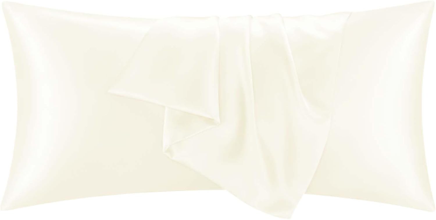 QJFabricCO Q&J Fabric Co. 1 Pack Satin Pillowcase Silk Like Pillow Case 20x54 inch Beige Cooling Pillow Case with Envelope Closure for Hair…