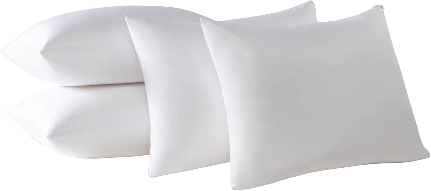 Kingnex 4 Pack Cooling Bamboo Viscose Feather Proof Pillow Protectors with Zipper Queen Size Waterproof Down Proof Covers for Bed Pillows 4…