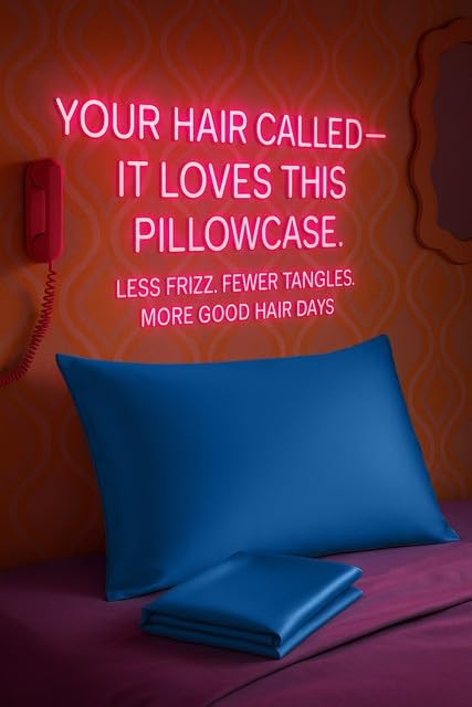 Blissford Royal Blue Satin Pillowcase with Zipper, for Hair and fabric comfort, Feels Soft and Cool Like a Silk Pillowcase, Satin Pillow…