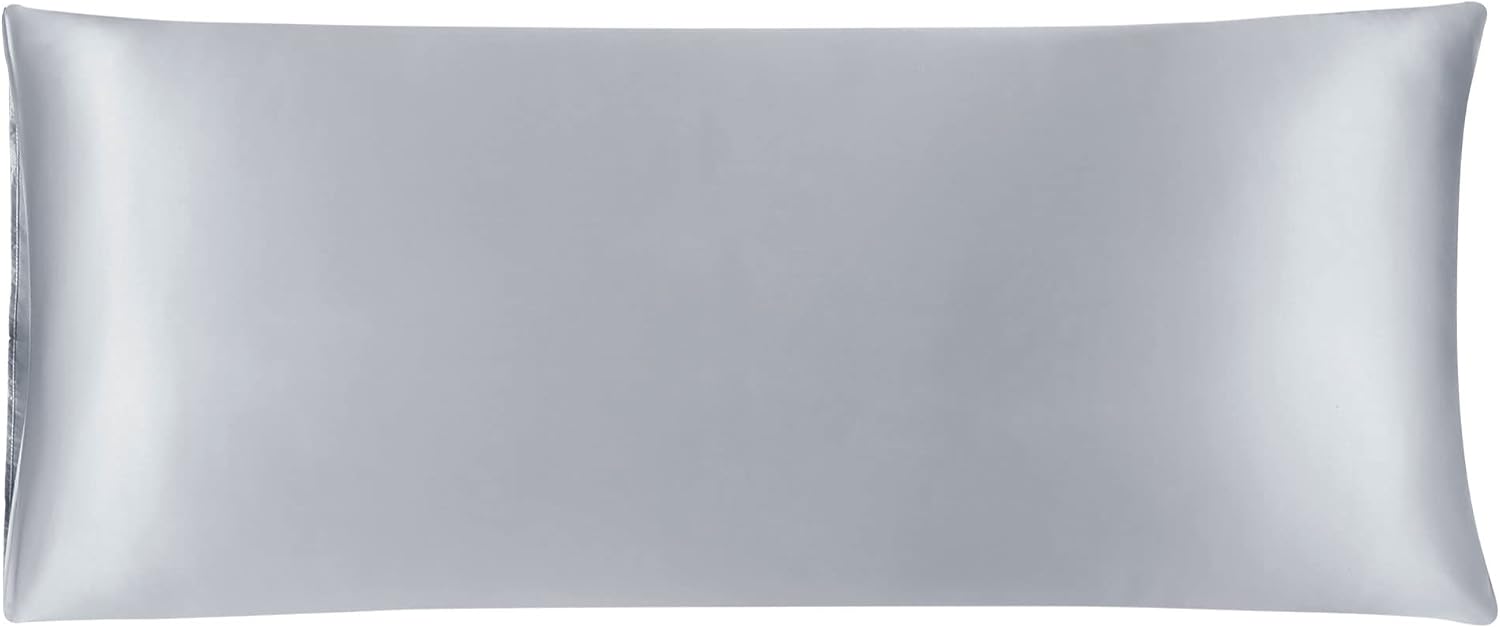 uxcell Body Pillow Cover, 20x48 Inch Silver Silky Satin Body Pillowcases for Hair and Skin, Soft Cooling Smooth Pillow Case with Envelope…