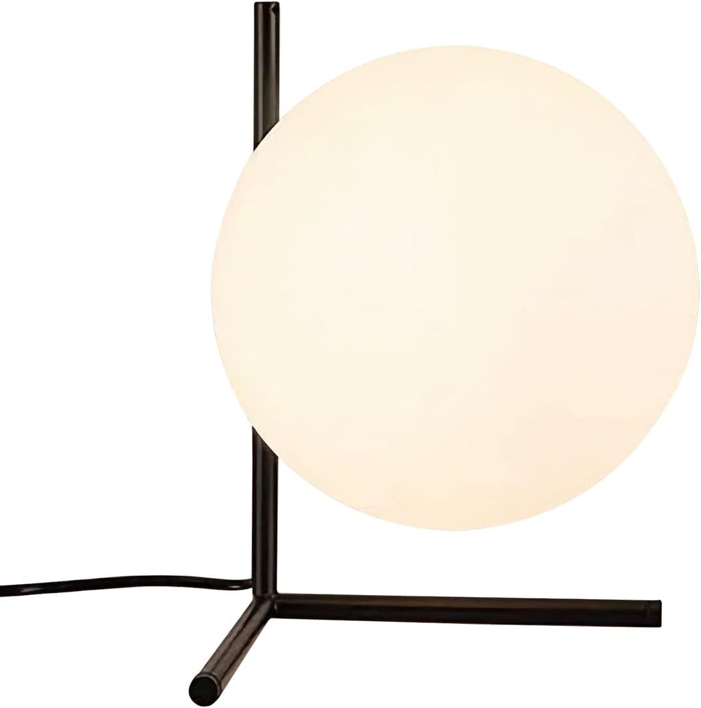 Bokt Modern Mid Century Matte Black Globe Table Lamp Post Modern Mini White Glass Desk Lamp Industrial Farmhouse Nightstand Bedside Lamp Li…