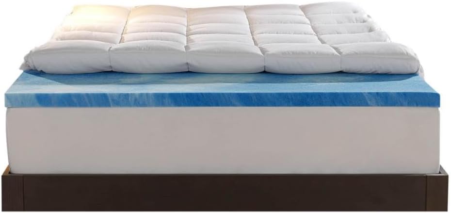 Sleep Innovations Dual Layer 4 Inch Memory Foam Mattress Topper, California King Size, Medium Support, 2 Inch Cooling Gel Memory Foam…