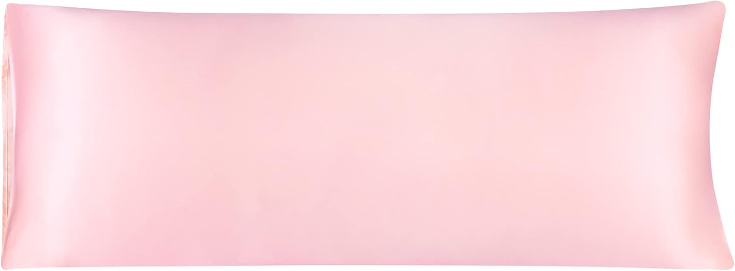 uxcell Body Pillow Cover, 20x54 Inch Pink Silky Satin Body Pillowcases for Hair and Skin, Soft Cooling Smooth Pillow Case with Envelope…
