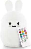 Lumipets Baxter The Bunny Squishy Night Light for Kids | Silicone Lamp with Tap & Remote Control | Rechargeable Color Changing Animal…