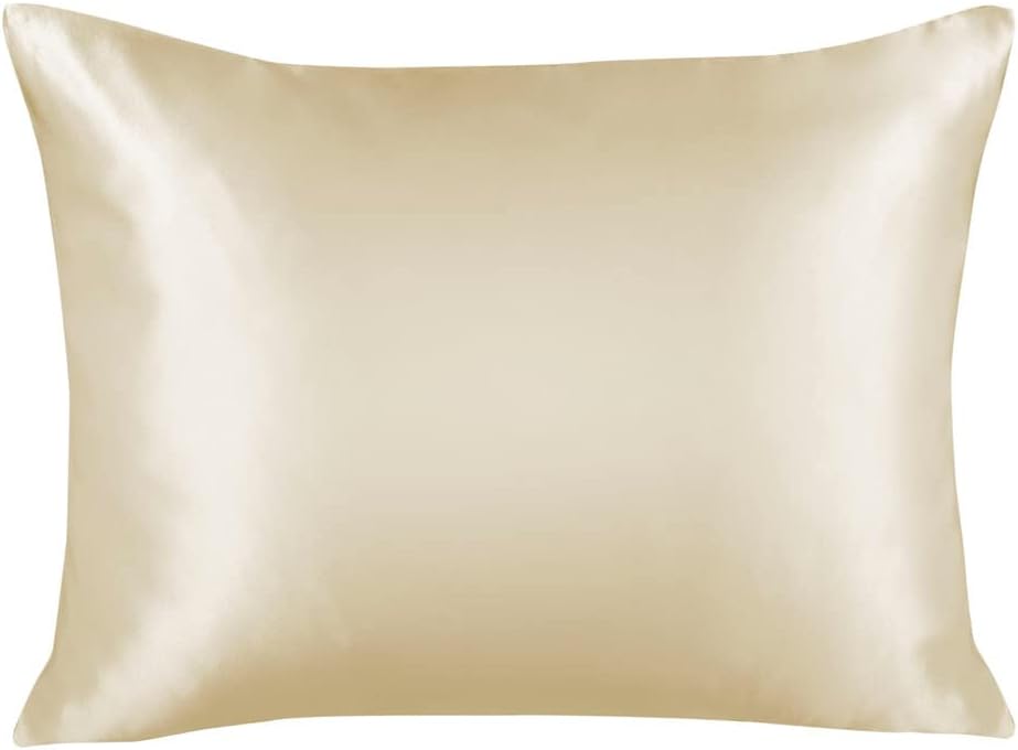 BLISSFORD Luxury Satin Pillowcase for Hair – Standard Satin Pillowcase with Zipper, Ivory (1 per Pack)