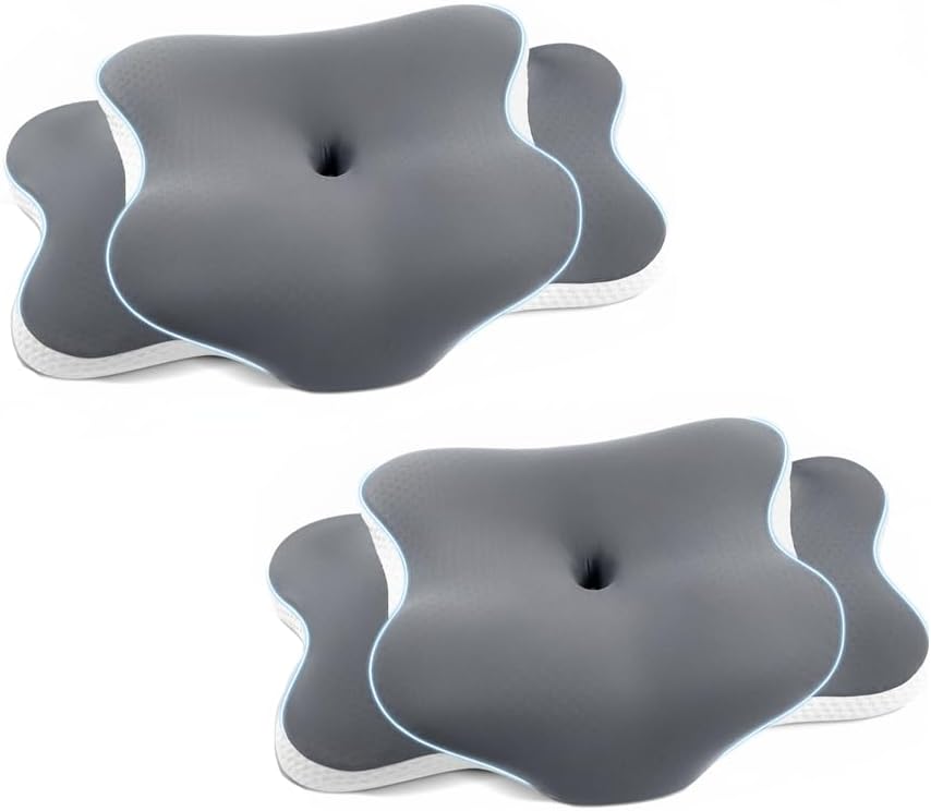 A-Pce 2 Pack Neck Cervical Pillow for Sleeping, Memory Foam Pillow with Soft Cover, Ergonomic Support Pillow for Neck & Shoulder