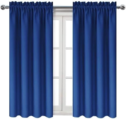 Dwcn Blackout Curtains Room Darkening Thermal Insulated Bedroom Curtains Window Curtain Panels, 42 x 45 inches Long, Set of 2 Classic Blue…