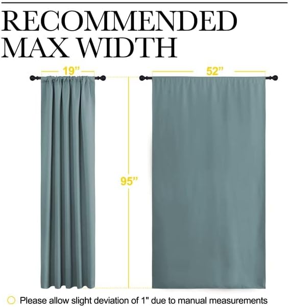 NICETOWN Greyish Blue Blackout Curtains Panels for Window, Thermal Insulated Rod Pocket Blackout Drapes/Draperies for Living Room (2…