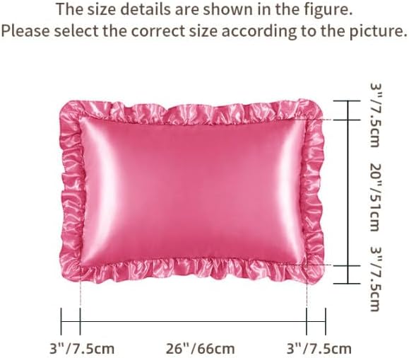 HommxJF Silky Satin Ruffled Pillow Cases for Hair and Skin, Peach Red Silk Pillowcases Queen Set of 2 with Envelope Closure Princess Room De…