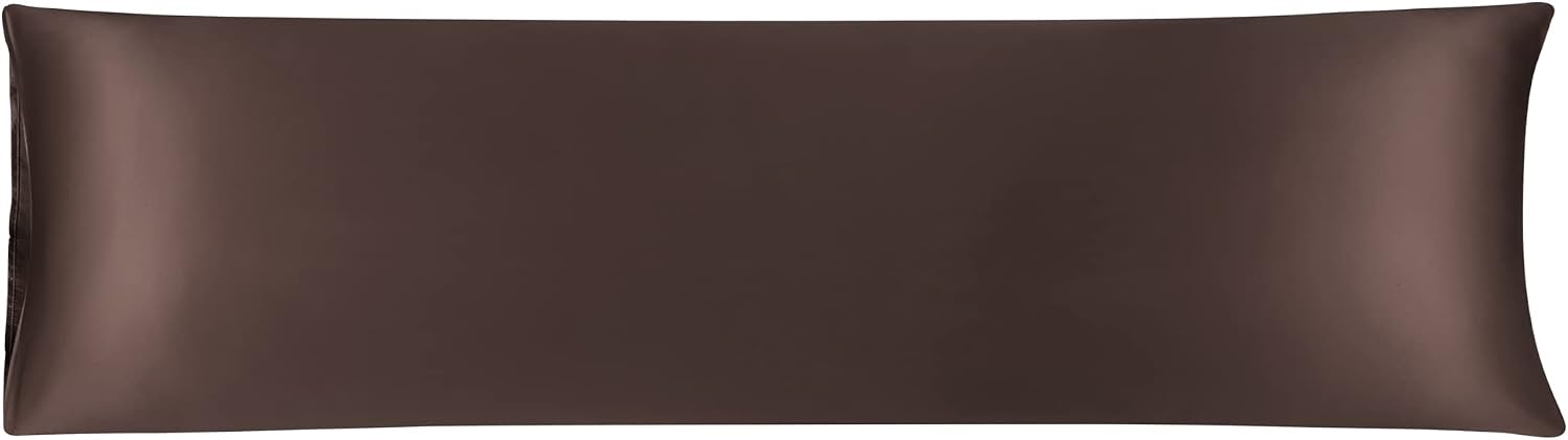 uxcell Body Pillow Cover, 20x72 Inch Brown Silky Satin Body Pillowcases for Hair and Skin, Soft Cooling Smooth Pillow Case with Envelope…