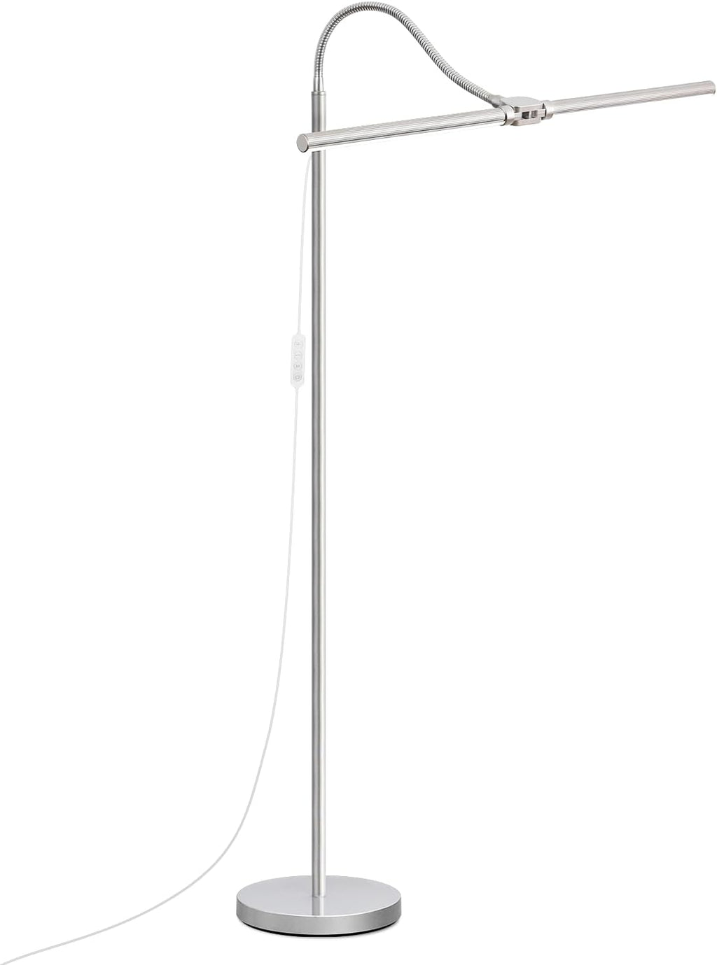 Bright Floor Lamp, 18W/2000LM Silver LED Floor Lamp with Double Head, Adjustable Gooseneck Dimmable Craft Light for Sewing Tatoo…