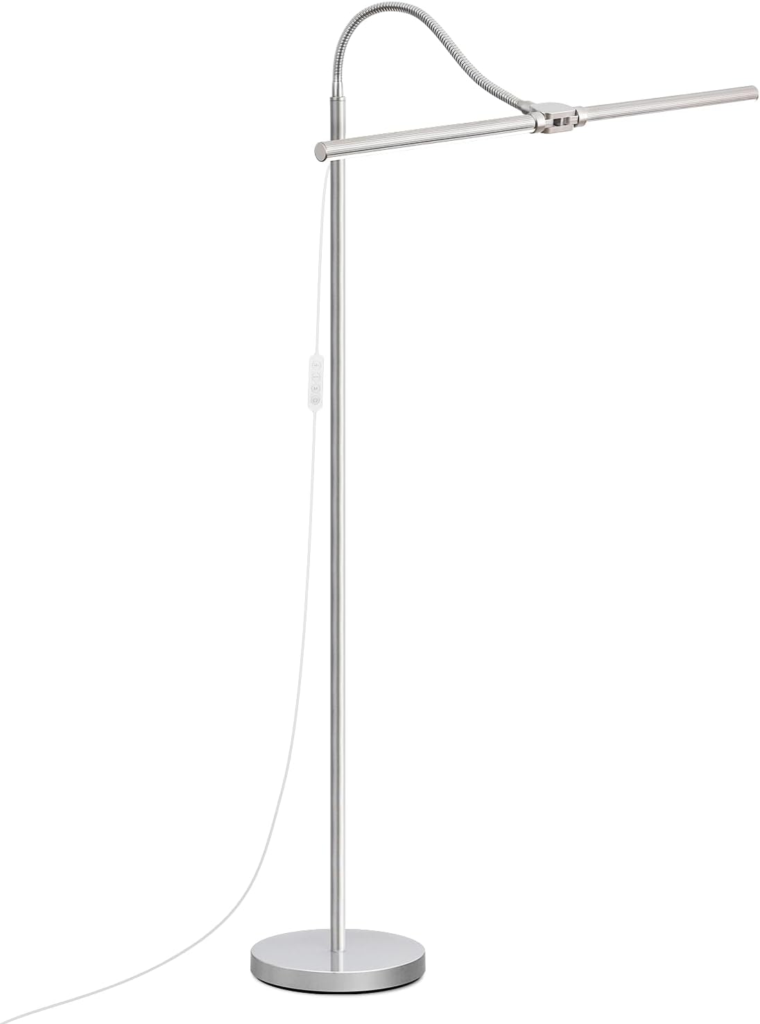 Bright Floor Lamp, 18W/2000LM Silver LED Floor Lamp with Double Head, Adjustable Gooseneck Dimmable Craft Light for Sewing Tatoo…