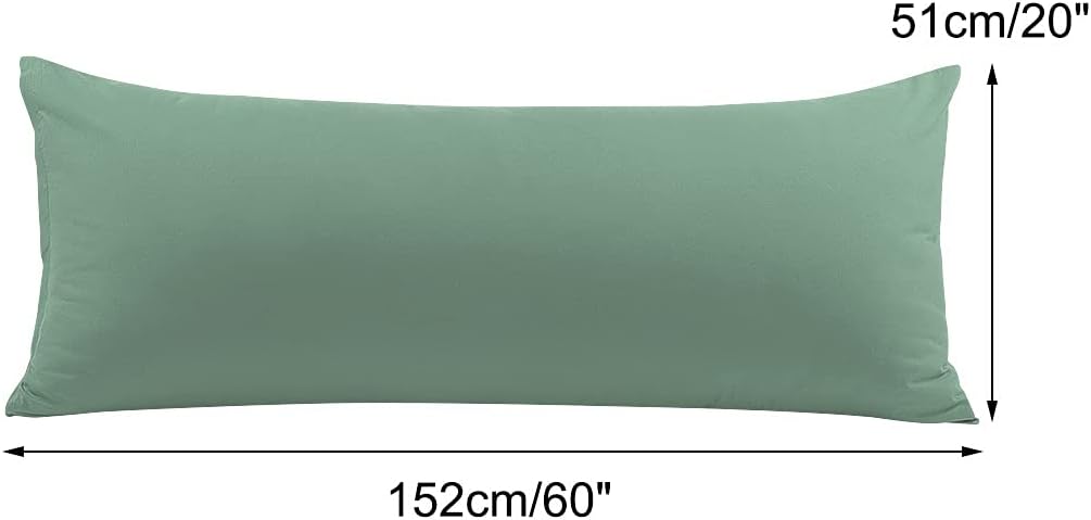 PiccoCasa Body Pillow Cover with Zipper Closure, 110 GSM Brushed Microfiber, Soft Long Cases for Body Pillows (20"x60") Spa Blue cotton Blue