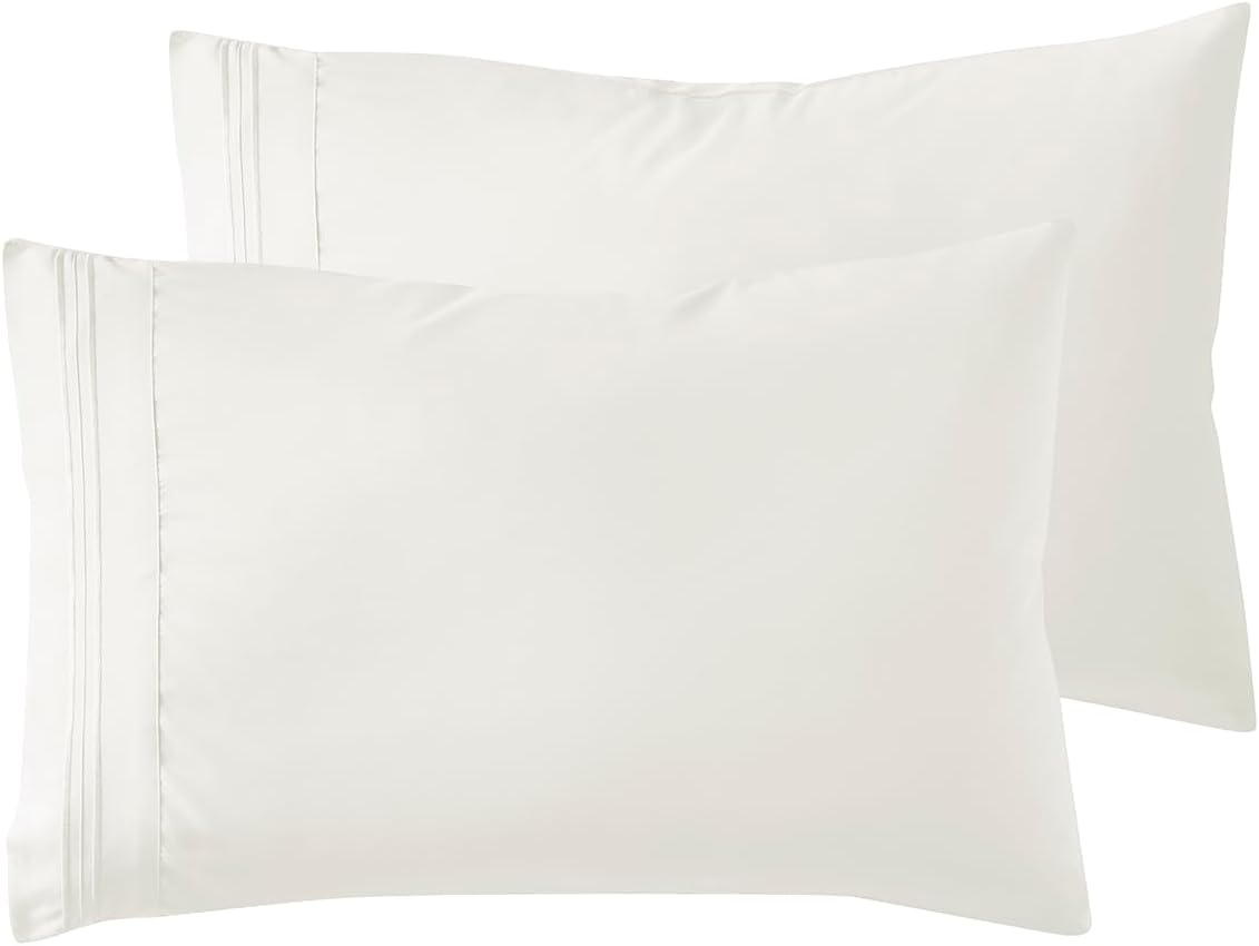 Nestl Off White King Pillow Cases 2 – Soft King Size Pillow Case, 1800 Brushed Microfiber Pillowcases, Envelope Closure Pillowcase, King Pi…