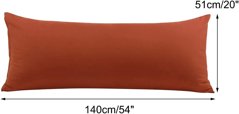 PiccoCasa Body Pillow Cover, 110 GSM Brushed Microfiber, Zipper Closure, Rust Color, 20"x54" Long cotton